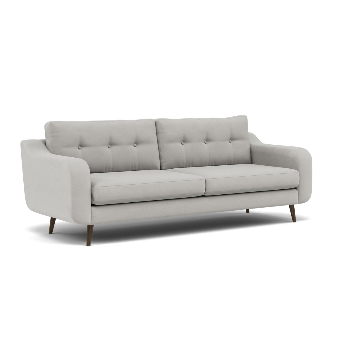 Phoebe 4 Seater Sofa - Extra Large Sofa Standard Back Grade B — Plush Velvet Silver / American Walnut, gallery image 1