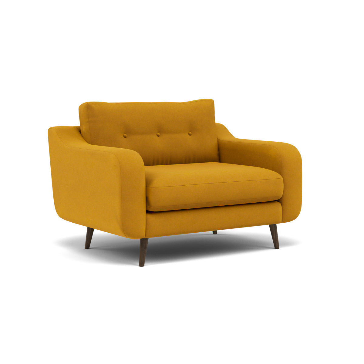 Phoebe Loveseat - Snuggler Chair Grade B — Plush Velvet Turmeric / American Walnut, gallery image 1