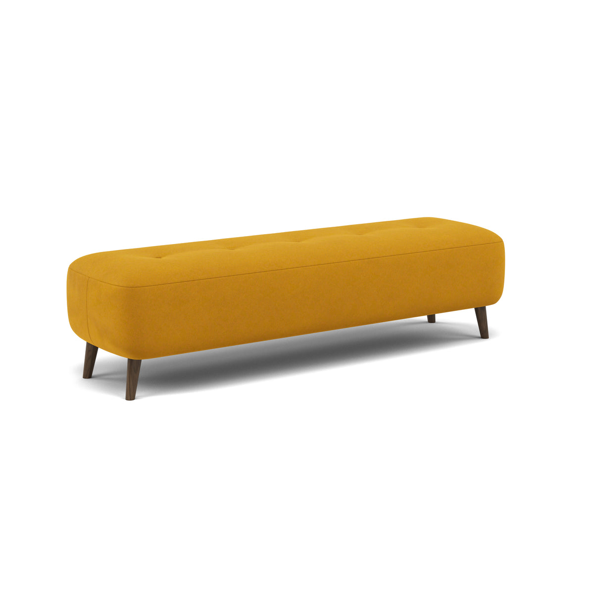 Phoebe Footstool - Medium Bench Stool Grade B — Plush Velvet Turmeric / American Walnut, gallery image 1