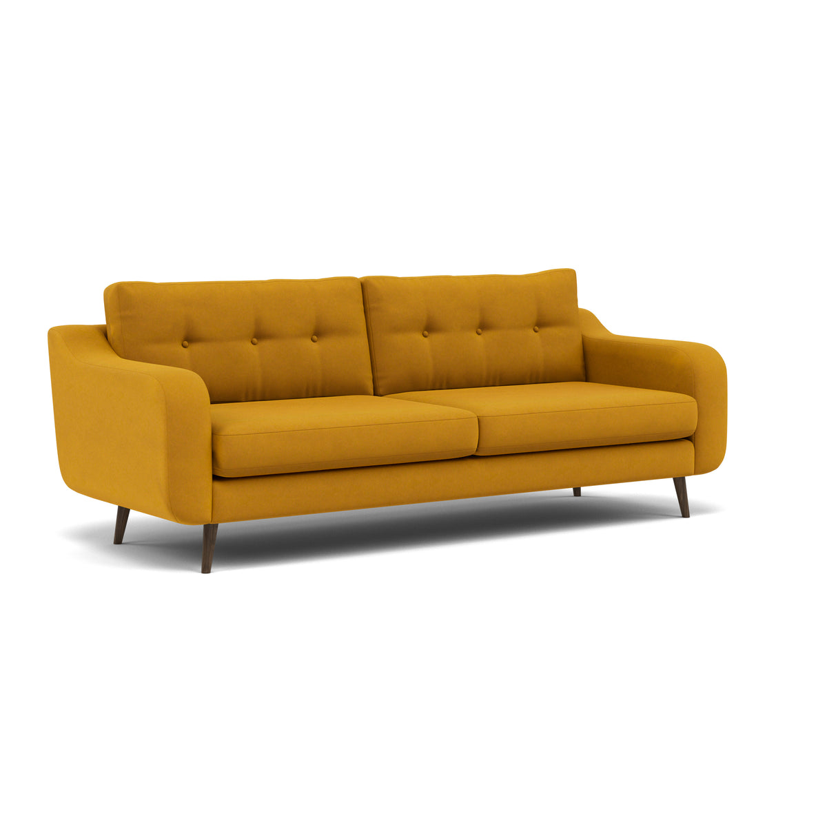 Phoebe 4 Seater Sofa - Extra Large Sofa Standard Back Grade B — Plush Velvet Turmeric / American Walnut, gallery image 1