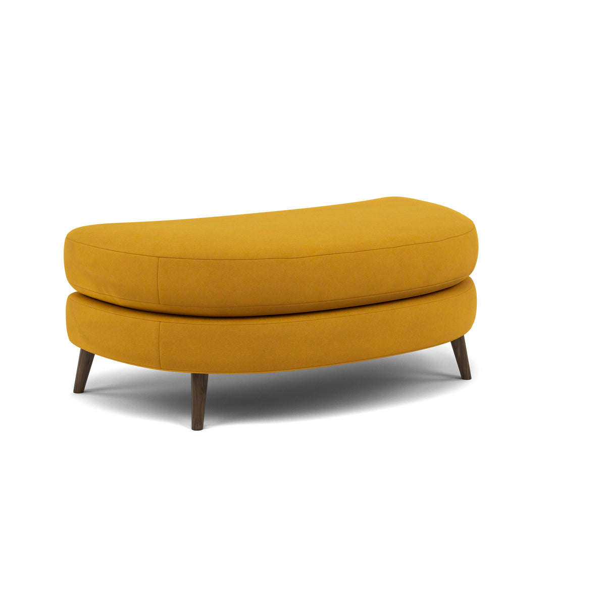 Phoebe Oval Footstool - Oval Cuddler Stool Grade B — Plush Velvet Turmeric / American Walnut, gallery image 1