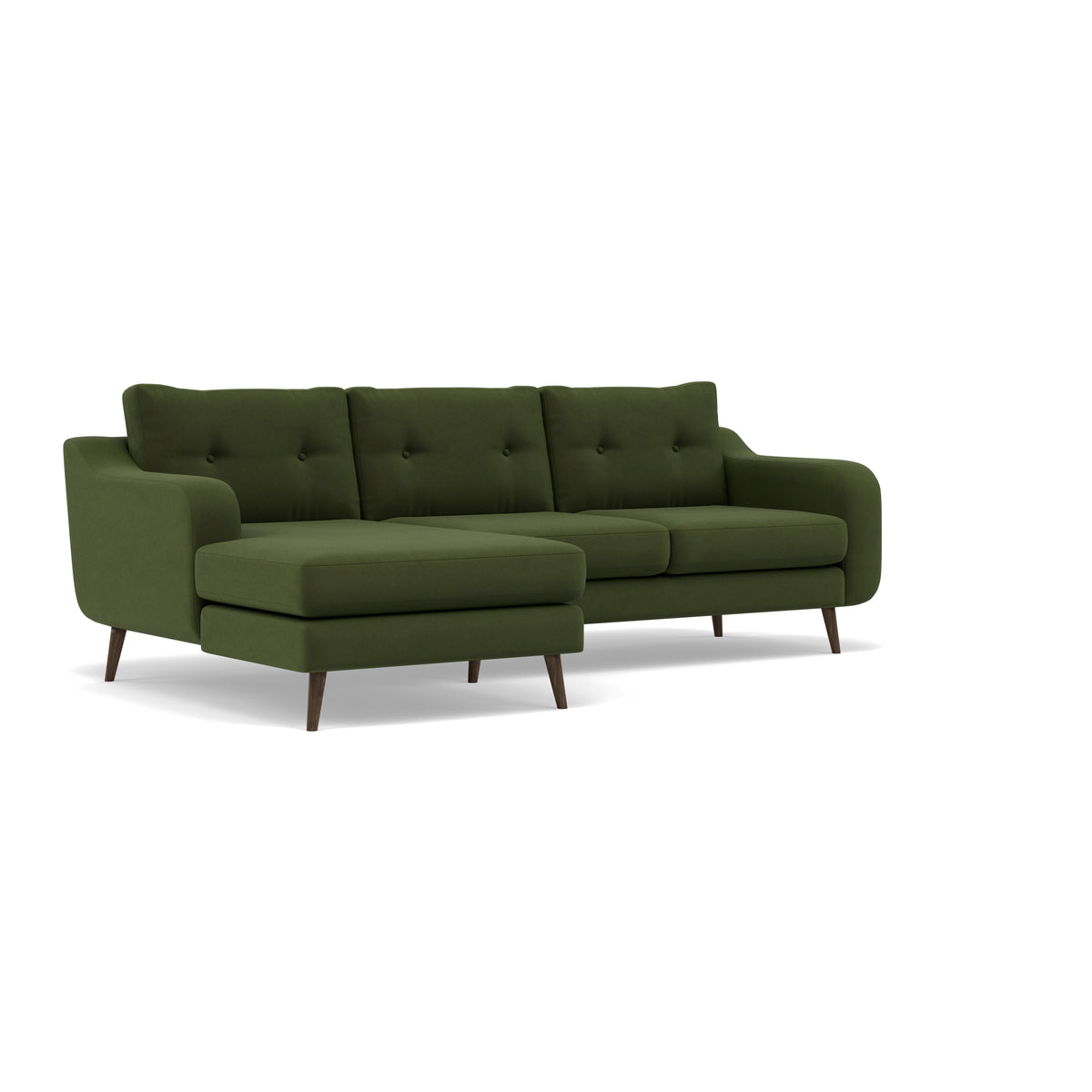 Phoebe Large Chaise Sofa - Large Chaise Sofa LHF Standard Back Grade B - Left Hand Facing — Plush Velvet Vine / American Walnut, gallery image 1
