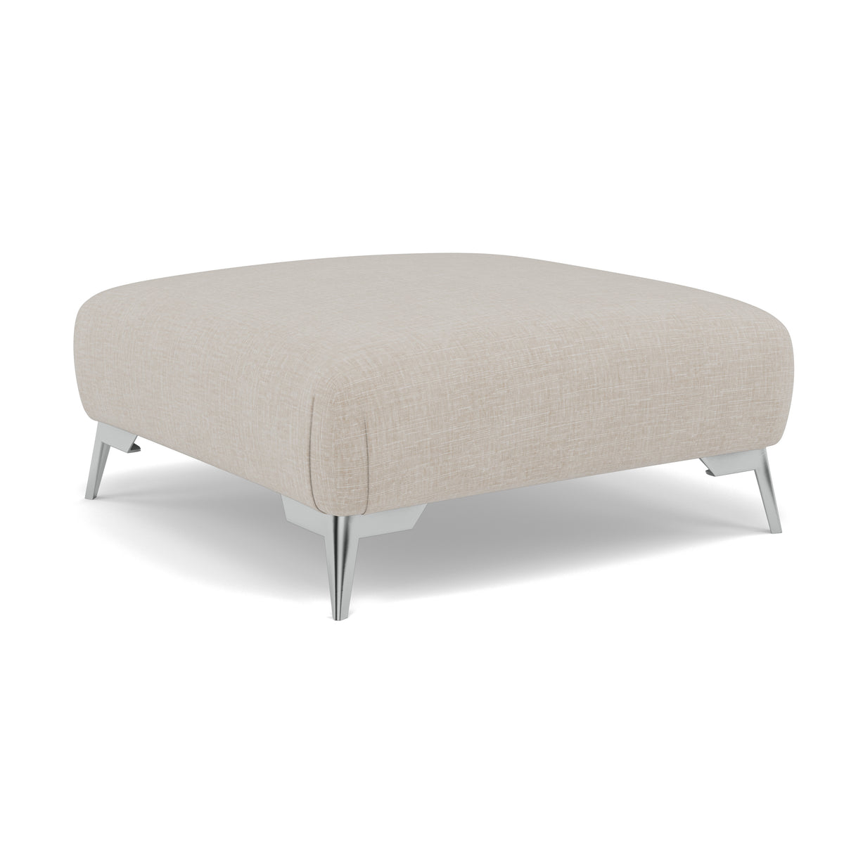 Chilton Footstool - Designer Stool Fabric — Chrome Feet / Kobe Smoke, gallery image 1