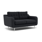Phoebe 2 Seater Sofa - Small Sofa Standard Back Grade B — Plush Velvet Charcoal / Chrome, gallery image 1