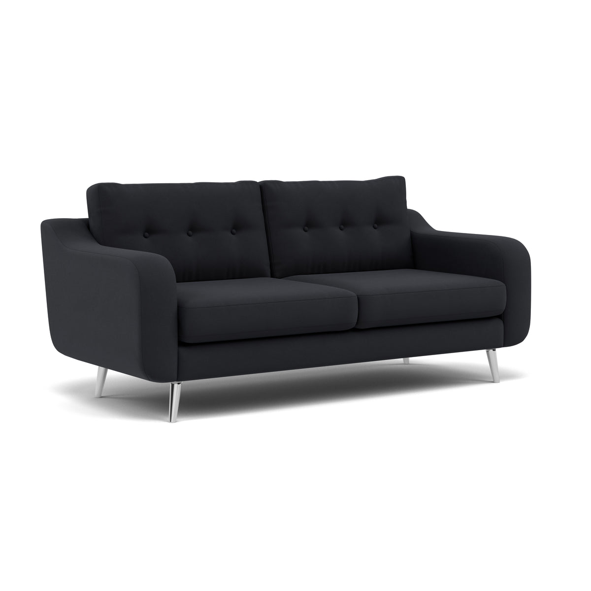 Phoebe 3 Seater Sofa - Large Sofa Standard Back Grade B — Plush Velvet Charcoal / Chrome, gallery image 1
