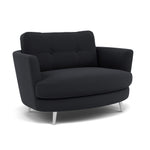 Phoebe Oval Loveseat - Oval Cuddler Grade B — Plush Velvet Charcoal / Chrome, gallery image 1