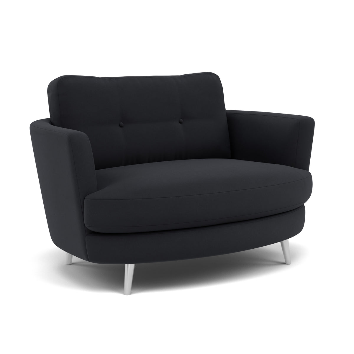 Phoebe Oval Loveseat - Oval Cuddler Grade B — Plush Velvet Charcoal / Chrome, gallery image 1