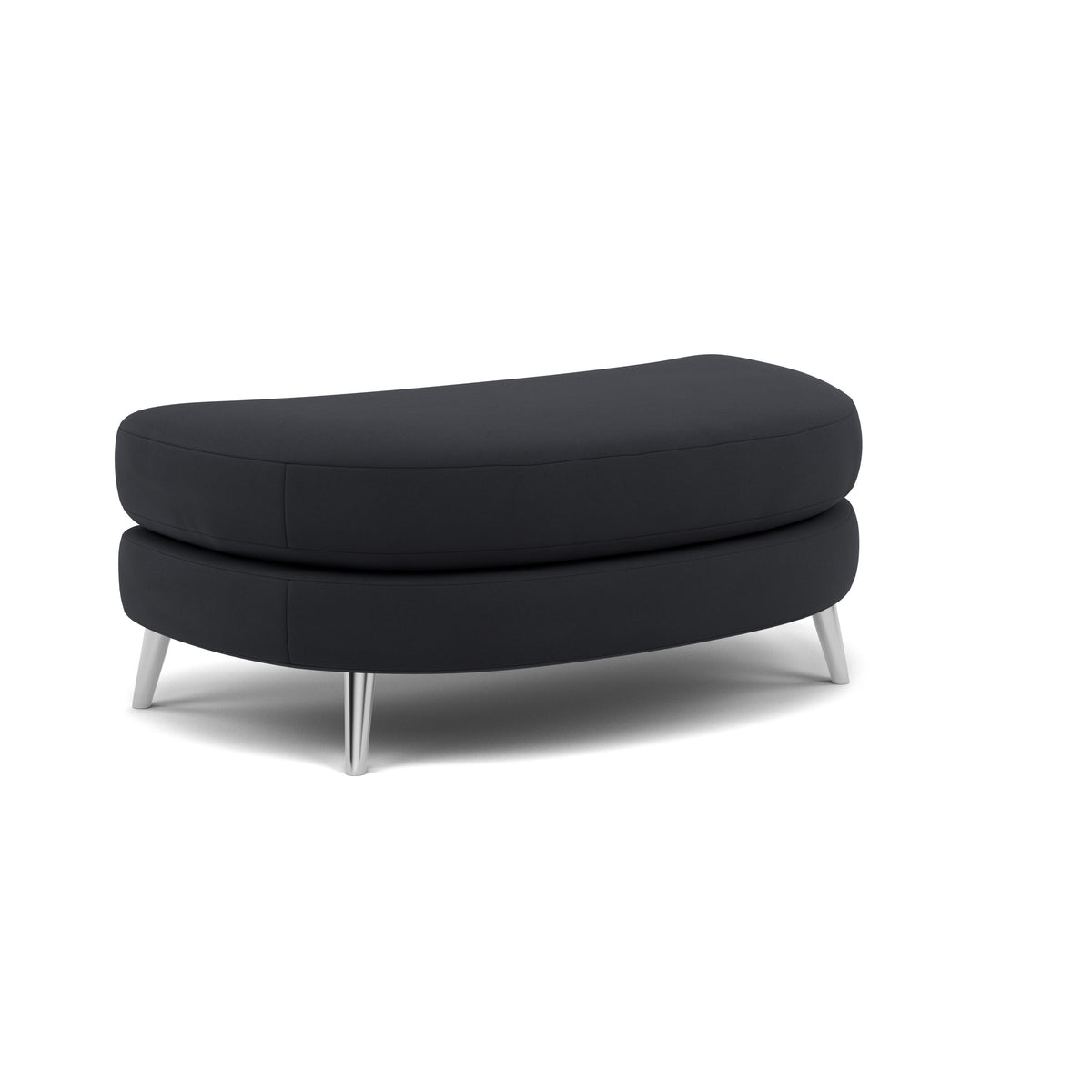 Phoebe Oval Footstool - Oval Cuddler Stool Grade B — Plush Velvet Charcoal / Chrome, gallery image 1