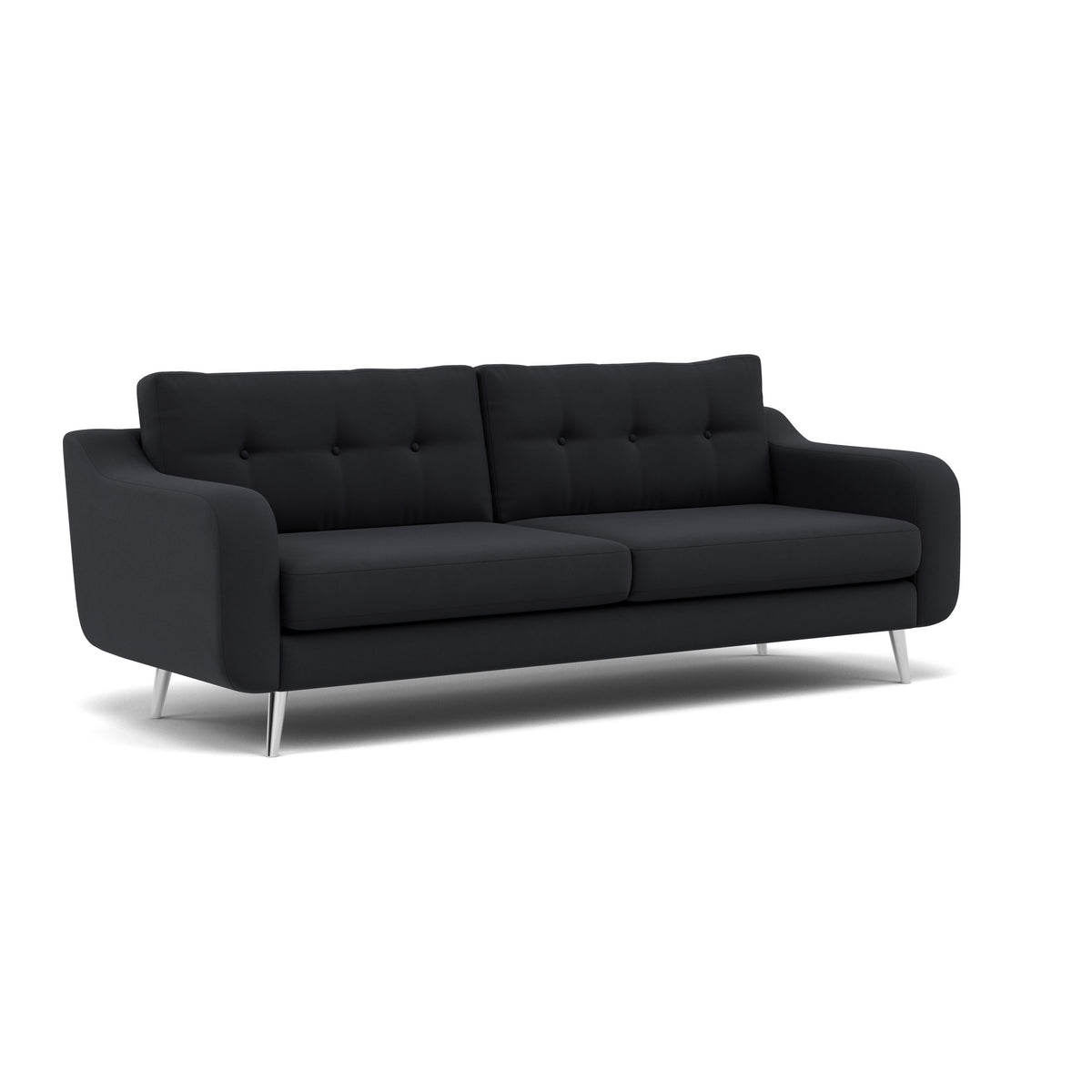 Phoebe 4 Seater Sofa - Extra Large Sofa Standard Back Grade B — Plush Velvet Charcoal / Chrome, gallery image 1