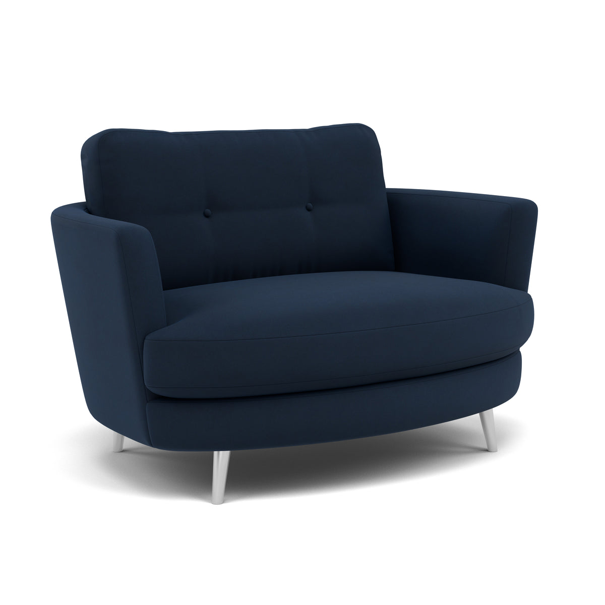 Phoebe Oval Loveseat - Oval Cuddler Grade B — Plush Velvet Indigo / Chrome, gallery image 1
