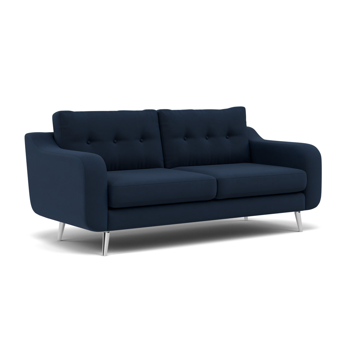 Phoebe 3 Seater Sofa - Large Sofa Standard Back Grade B — Plush Velvet Indigo / Chrome, gallery image 1