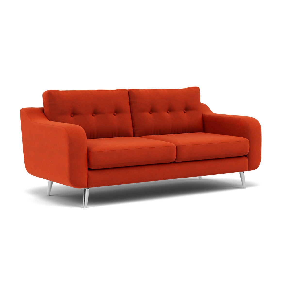 Phoebe 3 Seater Sofa - Large Sofa Standard Back Grade B — Plush Velvet Paprika / Chrome, gallery image 1