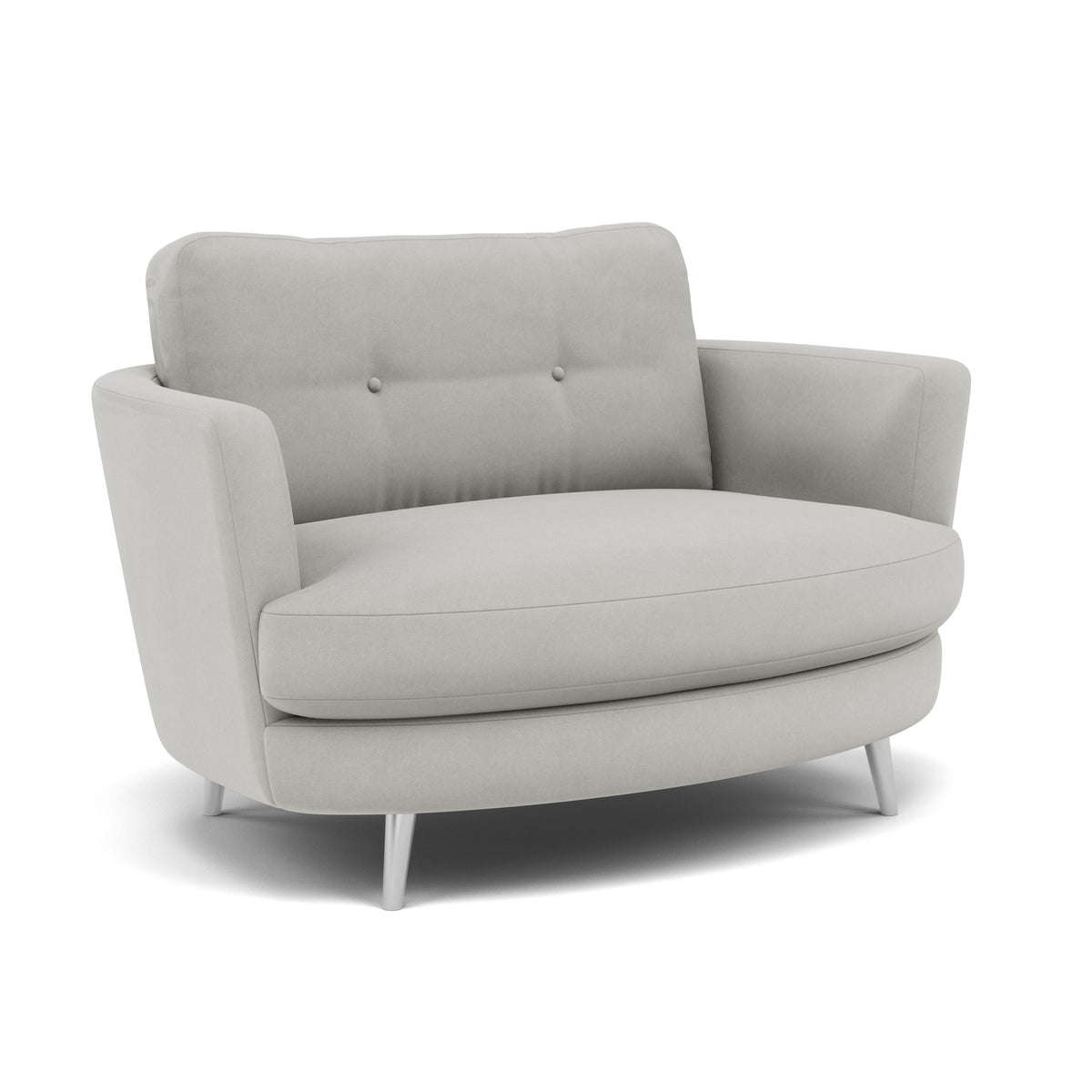 Phoebe Oval Loveseat - Oval Cuddler Grade B — Plush Velvet Silver / Chrome, gallery image 1