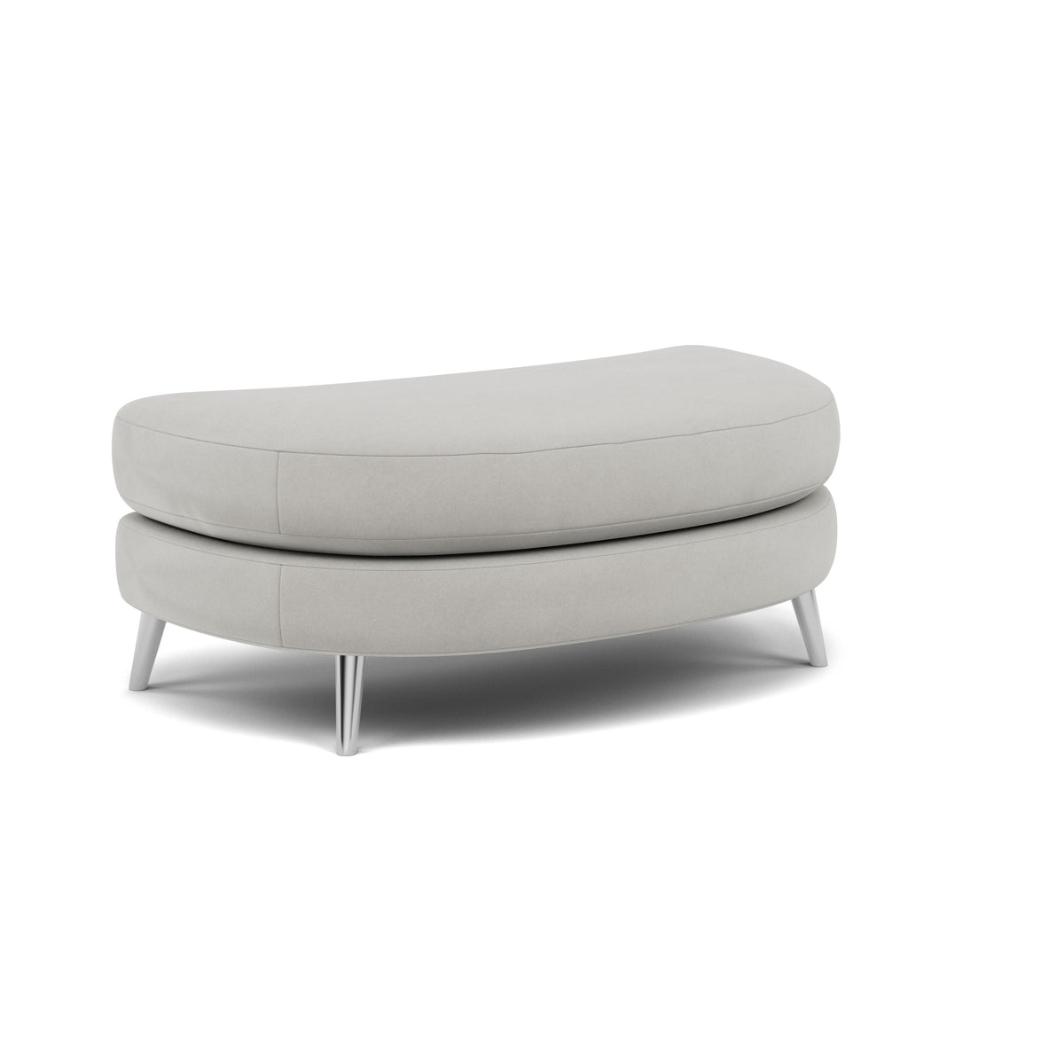 Phoebe Oval Footstool - Oval Cuddler Stool Grade B — Plush Velvet Silver / Chrome, gallery image 1