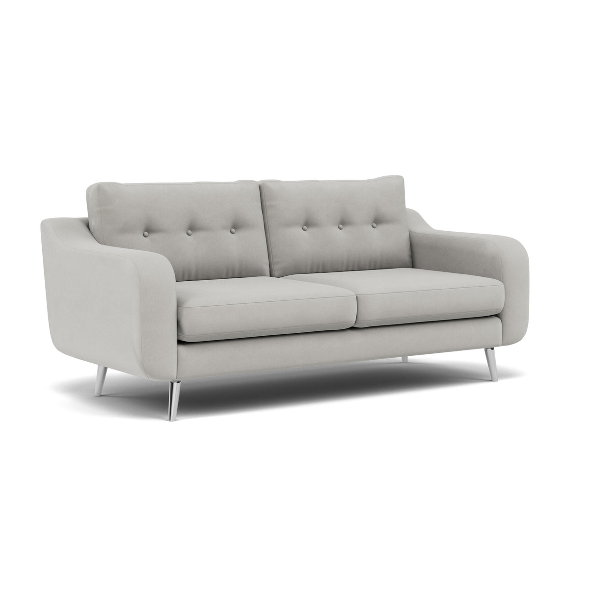 Phoebe 3 Seater Sofa - Large Sofa Standard Back Grade B — Plush Velvet Silver / Chrome, gallery image 1