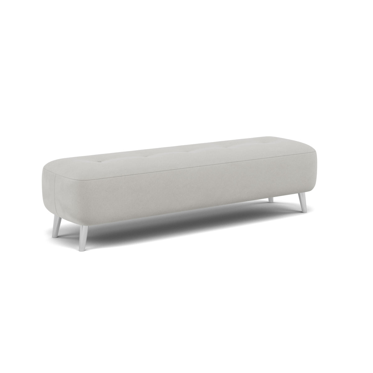Phoebe Footstool - Medium Bench Stool Grade B — Plush Velvet Silver / Chrome, gallery image 1