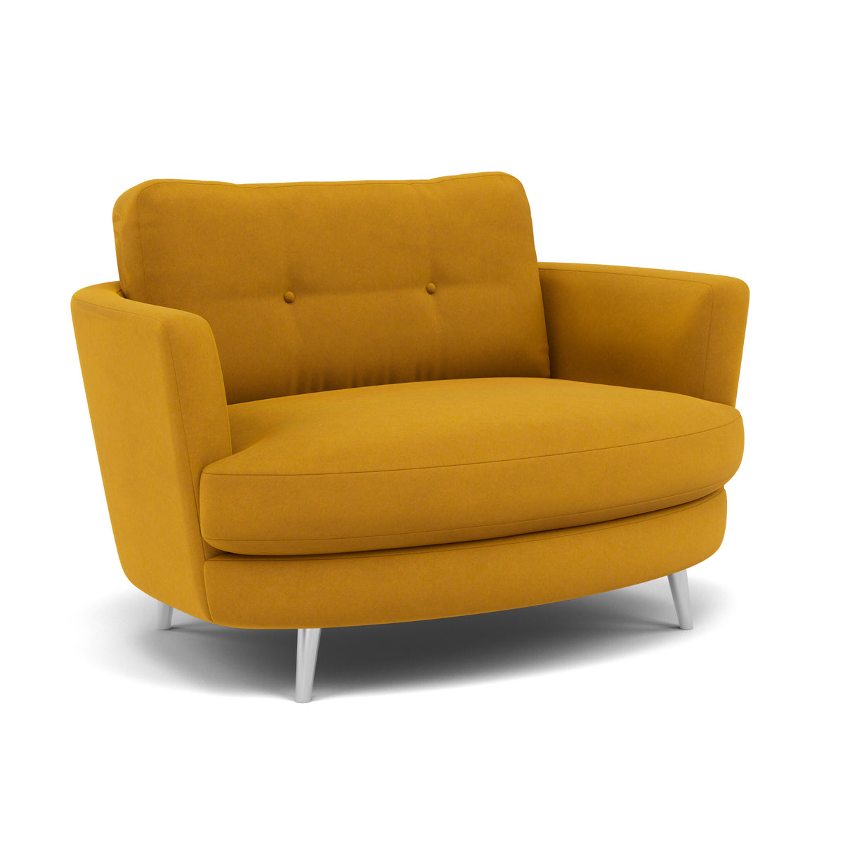 Phoebe Oval Loveseat - Oval Cuddler Grade B — Plush Velvet Turmeric / Chrome, gallery image 1
