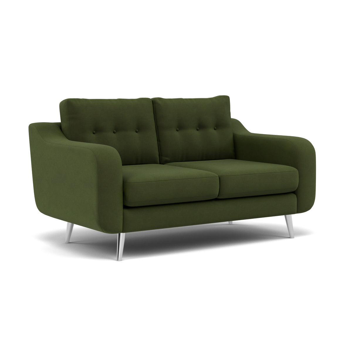 Phoebe 2 Seater Sofa - Small Sofa Standard Back Grade B — Plush Velvet Vine / Chrome, gallery image 1