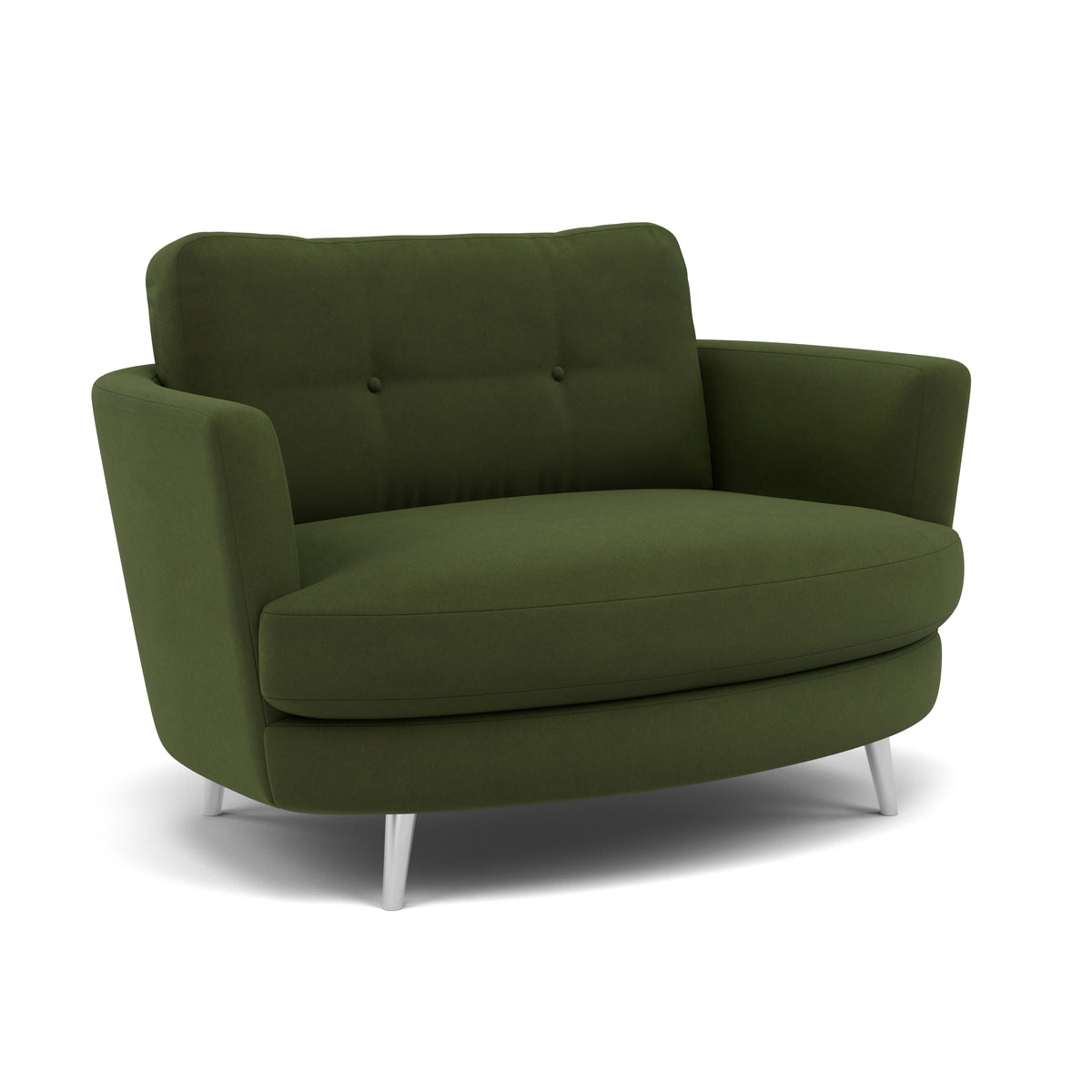 Phoebe Oval Loveseat - Oval Cuddler Grade B — Plush Velvet Vine / Chrome, gallery image 1