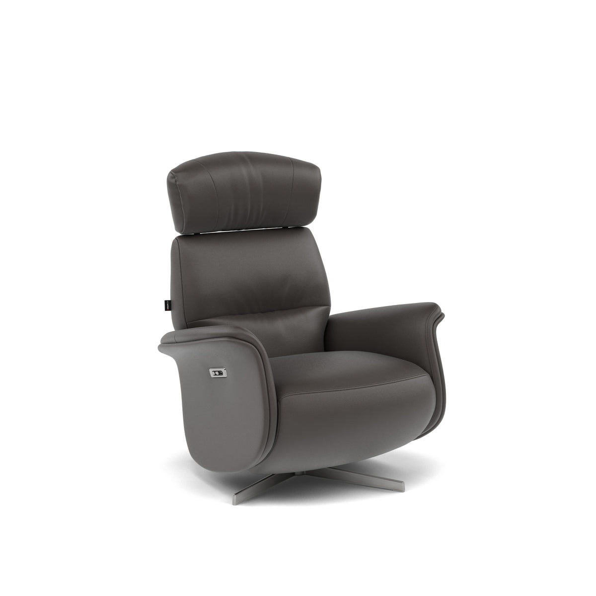 Nicoletti Happiness Recliner Armchair - Power Chair with Metal Base CB — Macao Grigio Scuro 327, gallery image 1