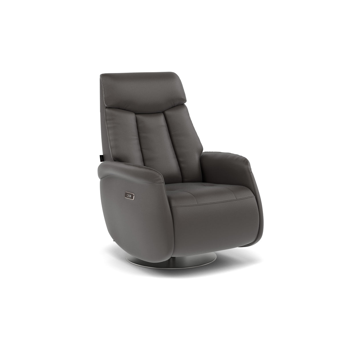 Nicoletti Break Recliner Armchair - Power Chair with Round Metal Base CB — Macao Grigio Scuro 327, gallery image 1