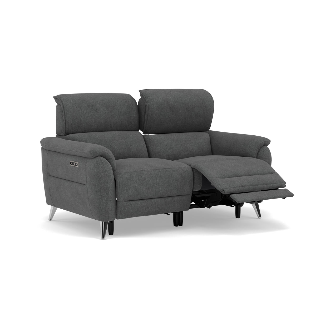 Sol 2 Seater Recliner Sofa - 2 Seater Power Recliner Sofa with Head Tilt F8 — Darwin Charcoal 50493, gallery image 1