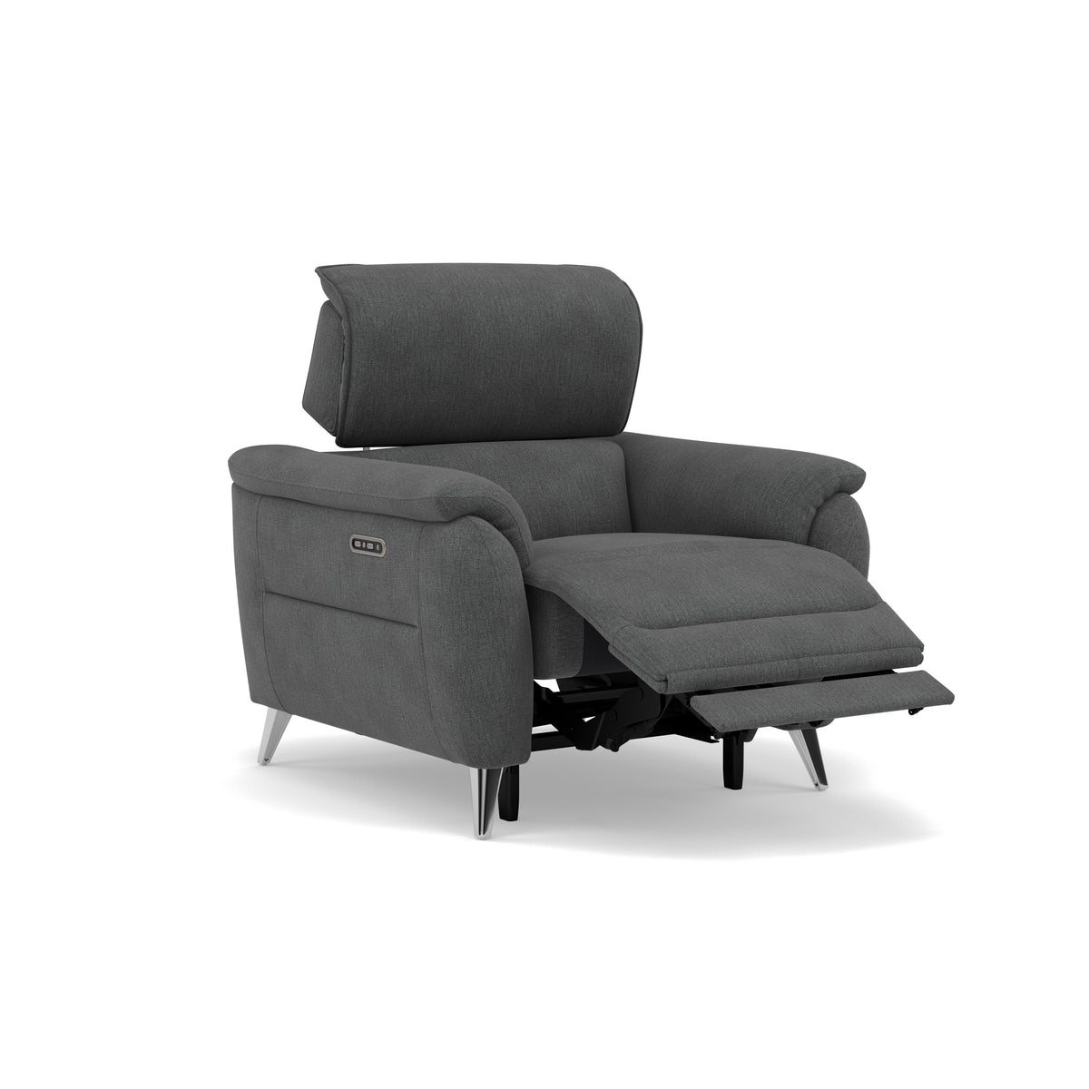 Sol Recliner Armchair - Power Recliner Armchair with Head Tilt F8 — Darwin Charcoal 50493, gallery image 1