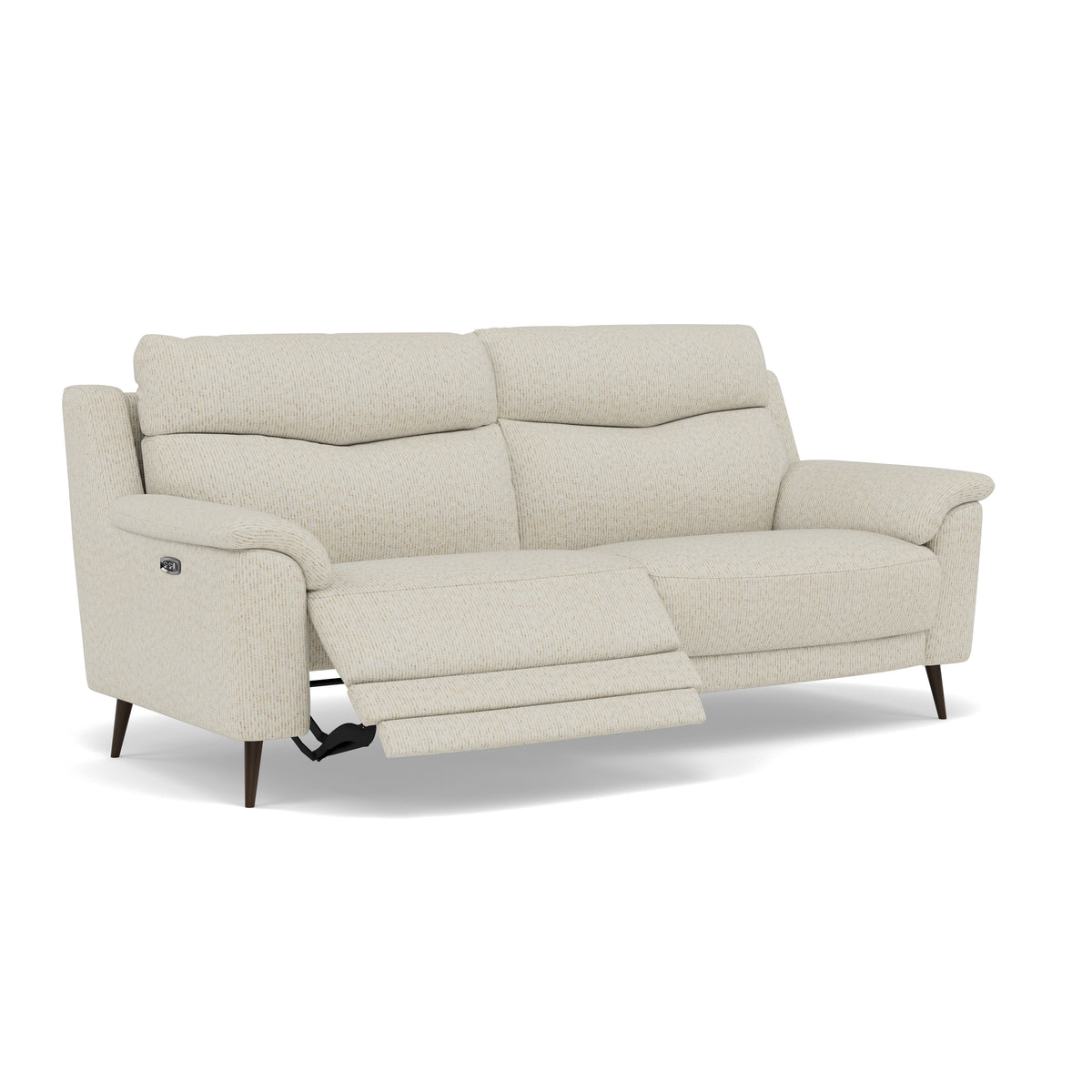 Revel 3 Seater Recliner Sofa - 2.5 Seater Sofa with 2 Power Recliners Fabric - Power Recliner with USB — FAB-LKV - 02 BEIGE, gallery image 1