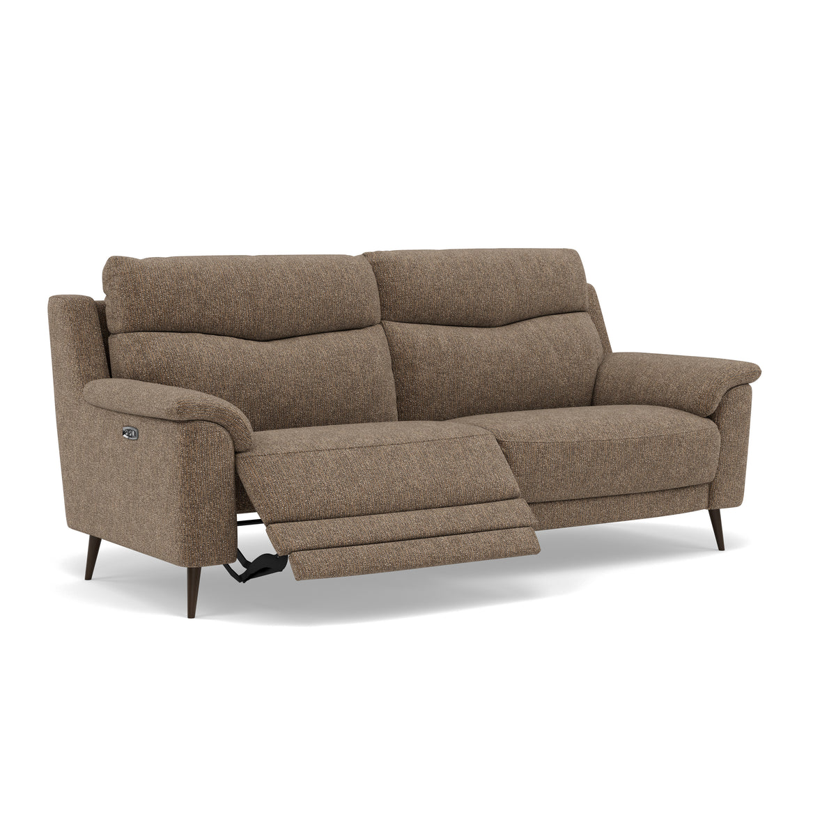 Revel 3 Seater Recliner Sofa - 2.5 Seater Sofa with 2 Power Recliners Fabric - Power Recliner with USB — FAB-LKV - 12 TAUPE, gallery image 1