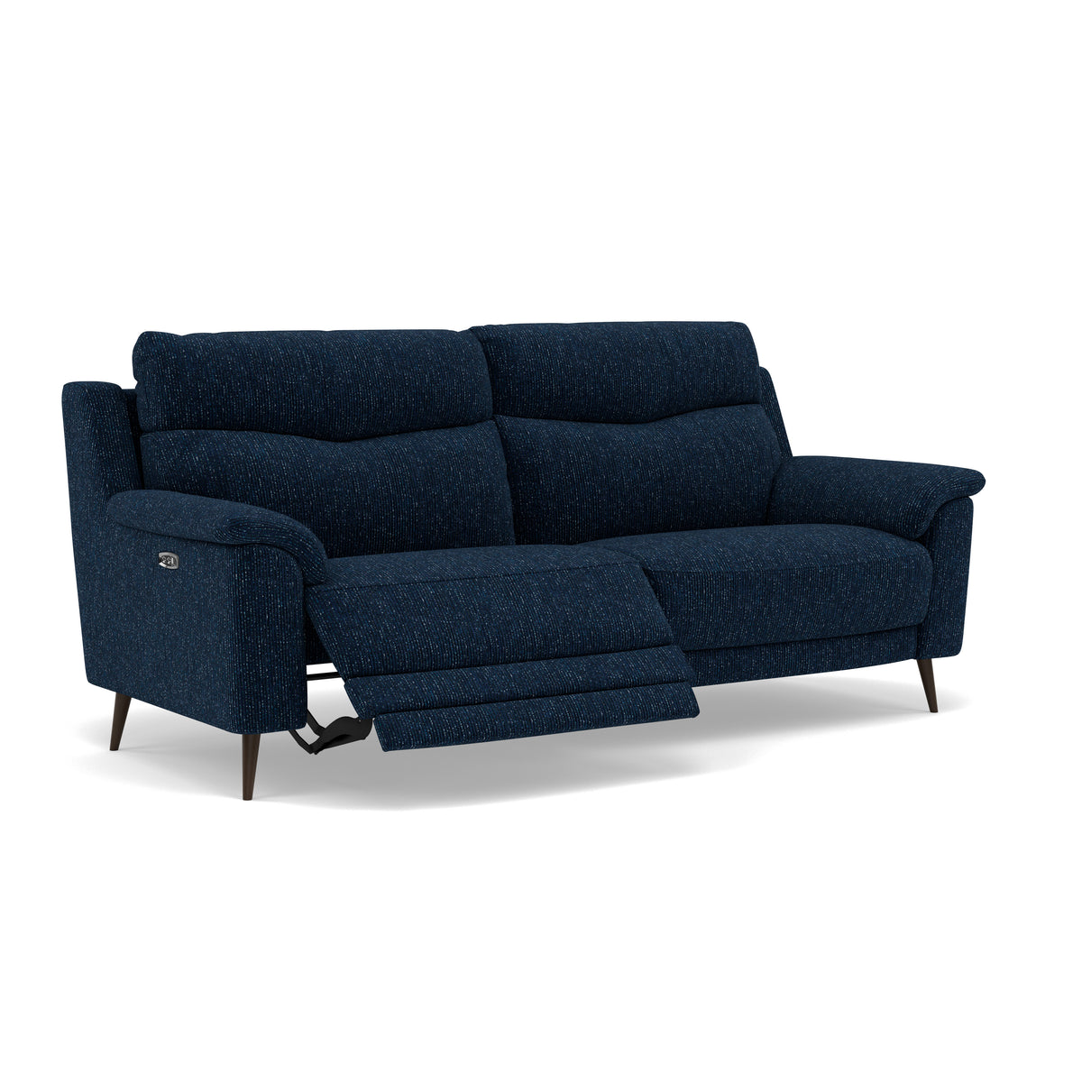 Revel 3 Seater Recliner Sofa - 2.5 Seater Sofa with 2 Power Recliners Fabric - Power Recliner with USB — FAB-LKV - 13 NAVY, gallery image 1