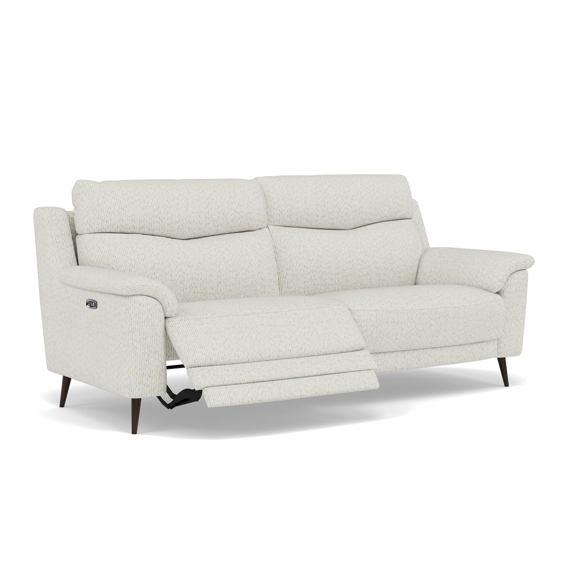 Revel 3 Seater Recliner Sofa - 2.5 Seater Sofa with 2 Power Recliners Fabric - Power Recliner with USB — FAB-LKV - 18 FROST, gallery image 1
