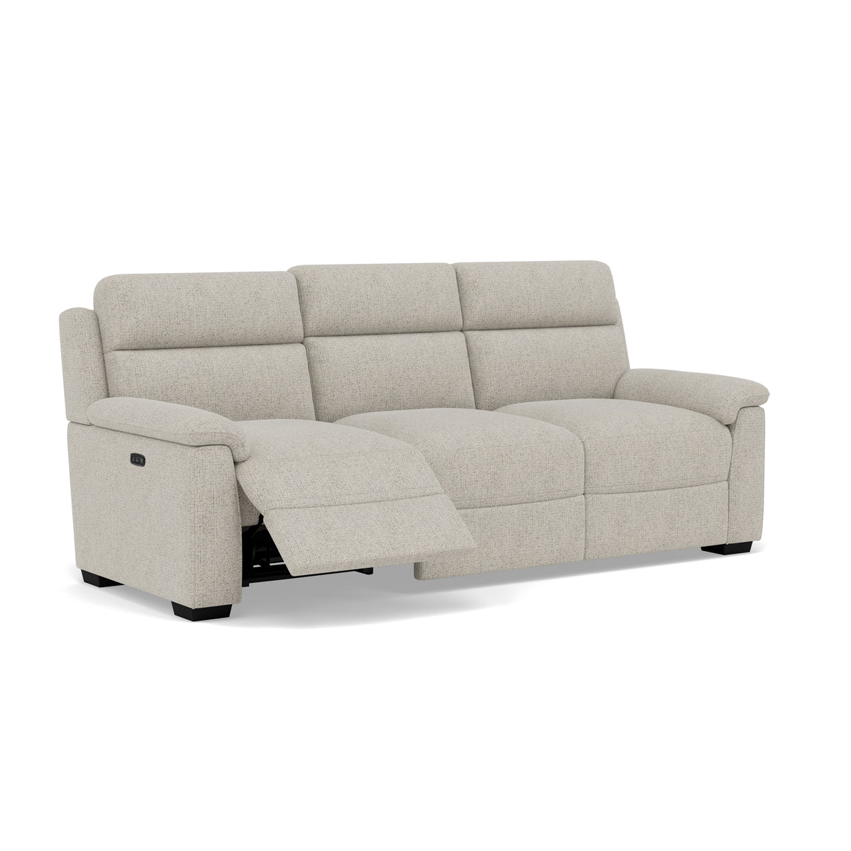 Eldon 3 Seater Power Recliner - 2.5 Seater Sofa 2 Power Recliners Fabric - Power Recliner Power Footrest Headrest & USB — FAB-MIL-104 OYSTER, gallery image 1