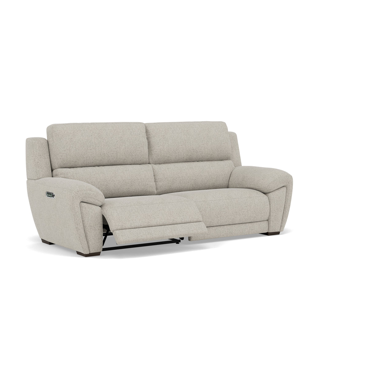 Echo 3 Seater Recliner Sofa - 2.5 Seater Sofa 2 Power Recliners Lumber Support Fabric - Power With Power Headrest Footrest Lumbar & USB — FAB-MIL-104 OYSTER, gallery image 1