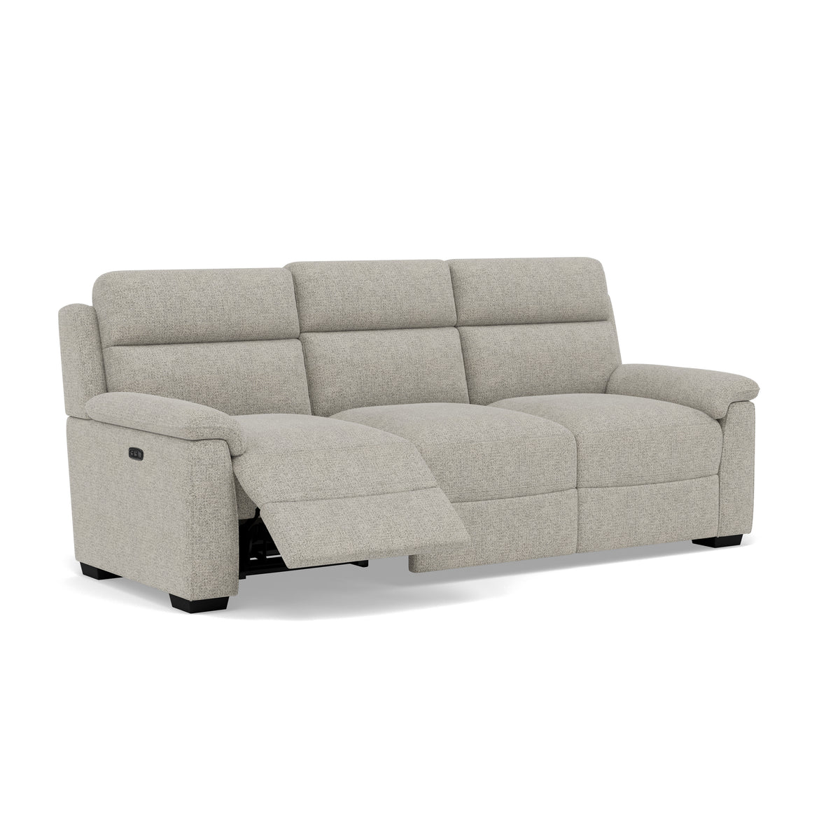 Eldon 3 Seater Power Recliner - 2.5 Seater Sofa 2 Power Recliners Fabric - Power Recliner Power Footrest Headrest & USB — FAB-MIL-105  IRON, gallery image 1