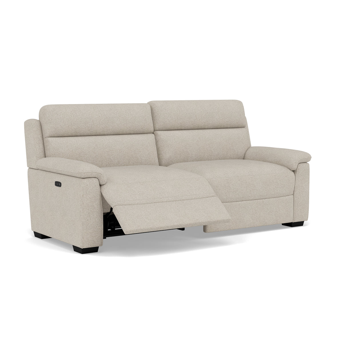 Eldon 3 Seater Power Recliner - 2.5 Seater Sofa 2 Power Recliners Fabric - Power Recliner Power Footrest Headrest & USB — FAB-MIL-110 SAND, gallery image 1