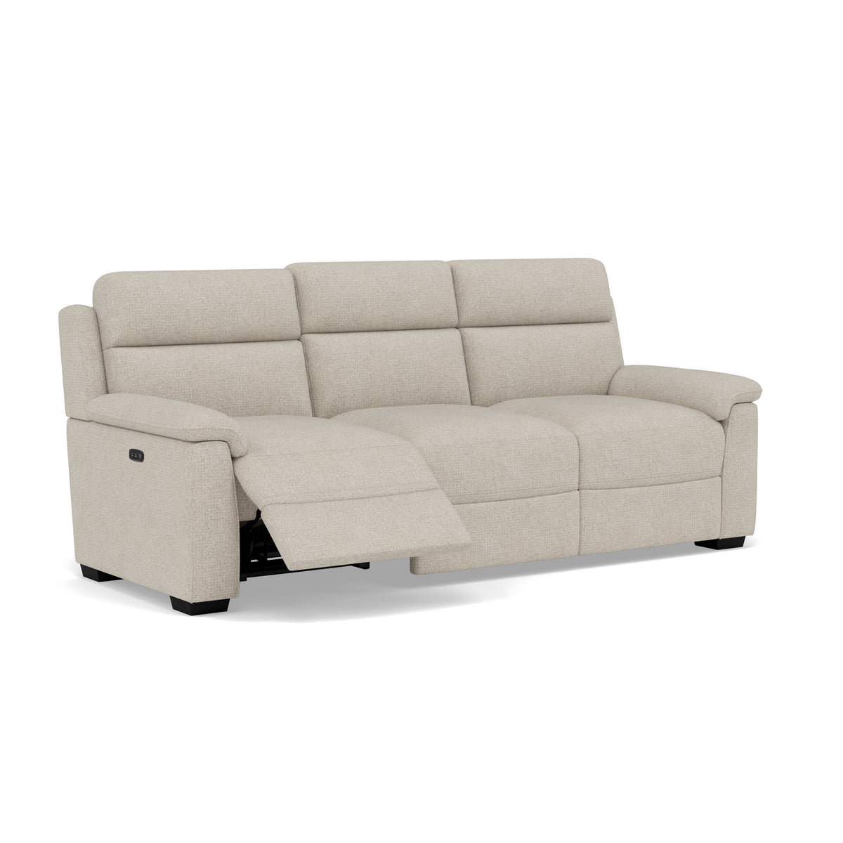 Eldon 3 Seater Power Recliner - 2.5 Seater Sofa 2 Power Recliners Fabric - Power Recliner Power Footrest Headrest & USB — FAB-MIL-110 SAND, gallery image 1