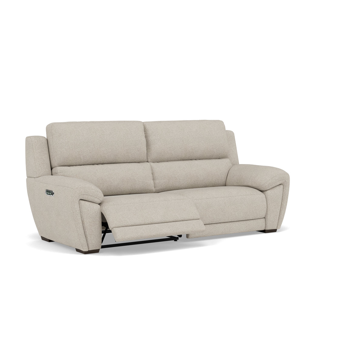 Echo 3 Seater Recliner Sofa - 2.5 Seater Sofa 2 Power Recliners Lumber Support Fabric - Power With Power Headrest Footrest Lumbar & USB — FAB-MIL-110 SAND, gallery image 1