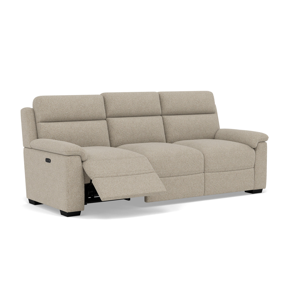 Eldon 3 Seater Power Recliner - 2.5 Seater Sofa 2 Power Recliners Fabric - Power Recliner Power Footrest Headrest & USB — FAB-MIL-120 MINK, gallery image 1