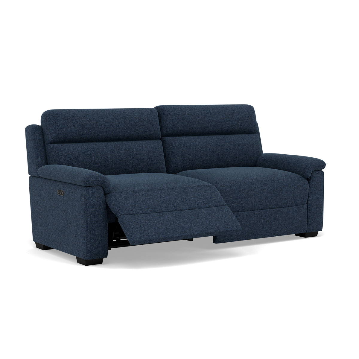 Eldon 3 Seater Power Recliner - 2.5 Seater Sofa 2 Power Recliners Fabric - Power Recliner Power Footrest Headrest & USB — FAB-MIL-303 NAVY, gallery image 1