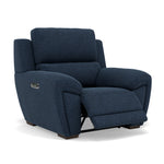 Echo Recliner Armchair - Power Recliner Chair Lumber Support Fabric - Power With Power Headrest Footrest Lumbar & USB — FAB-MIL-303 NAVY, gallery image 1