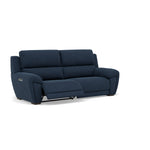 Echo 3 Seater Recliner Sofa - 2.5 Seater Sofa 2 Power Recliners Lumber Support Fabric - Power With Power Headrest Footrest Lumbar & USB — FAB-MIL-303 NAVY, gallery image 1