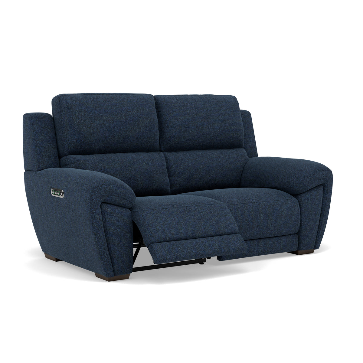Echo 2 Seater Recliner Sofa - 2 Seater 2 Power Recliners Lumber Support Fabric - Power With Power Headrest Footrest Lumbar & USB — FAB-MIL-303 NAVY, gallery image 1