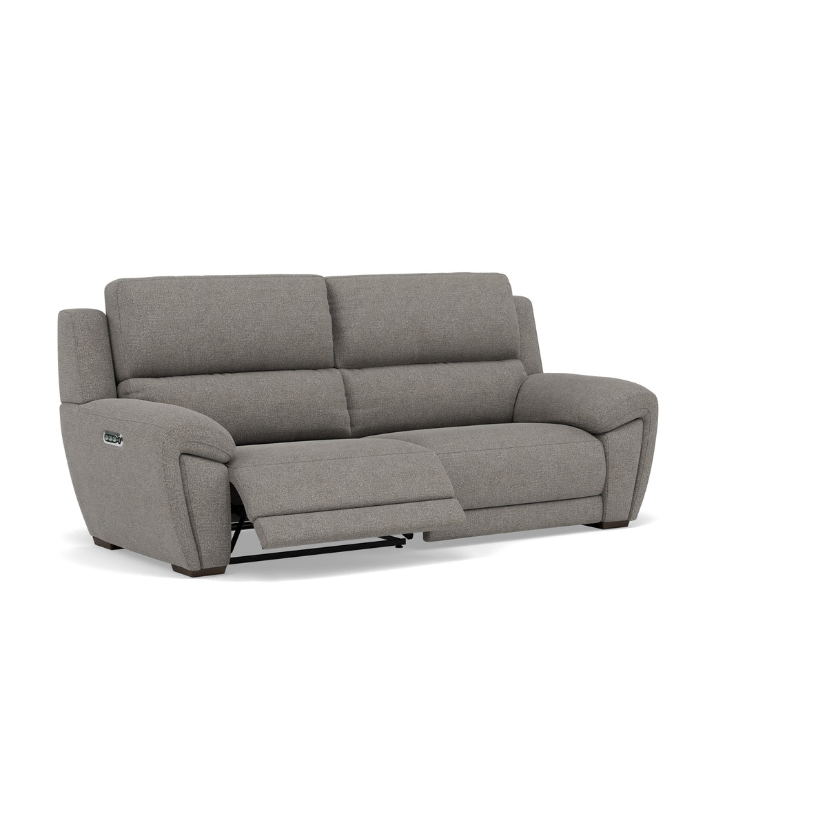 Echo 3 Seater Recliner Sofa - 2.5 Seater Sofa 2 Power Recliners Lumber Support Fabric - Power With Power Headrest Footrest Lumbar & USB — FAB-MIL-451 PEWTER, gallery image 1