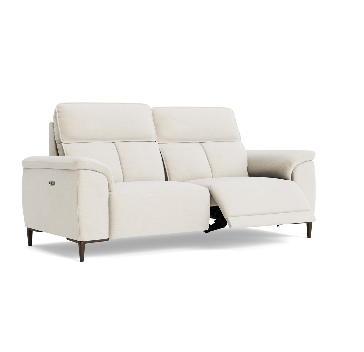 Loma 3 Seater Recliner Sofa - 2.5 Seater Sofa with 2 Power Recliners USB Fabric - Power Recliner with USB — FAB-NTS - 01 CREAM, gallery image 1