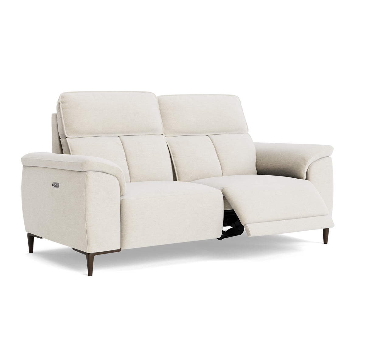 Loma Small 3 Seater Recliner Sofa - 2.5 Seater Sofa with 2 Power Recliners (Compact) USB Fabric - Power Recliner with USB — FAB-NTS - 01 CREAM, gallery image 1