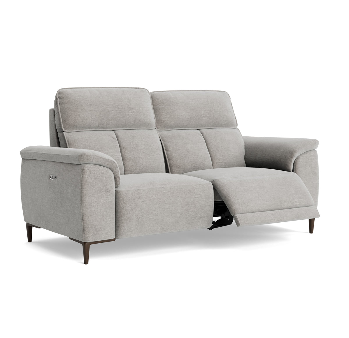 Loma Small 3 Seater Recliner Sofa - 2.5 Seater Sofa with 2 Power Recliners (Compact) USB Fabric - Power Recliner with USB — FAB-NTS - 11 DOVE, gallery image 1