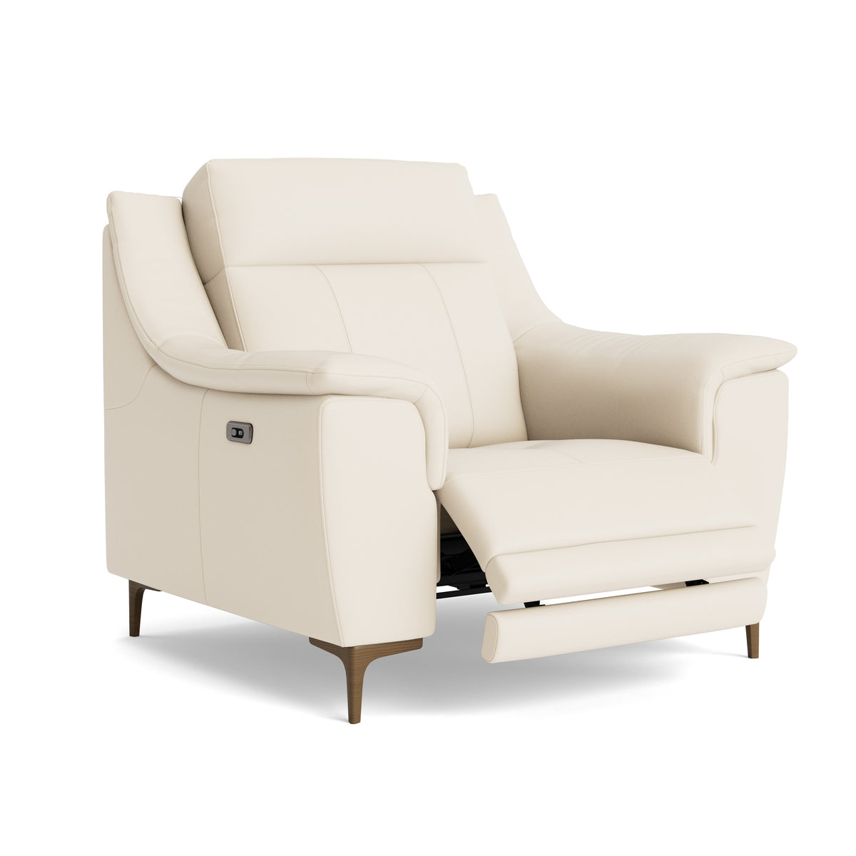 Nicoletti Carmen Recliner Armchair - Power Recliner Chair CB - Power Recliner with USB — Feet: Graubraun / Torello PS Bianco 93, gallery image 1