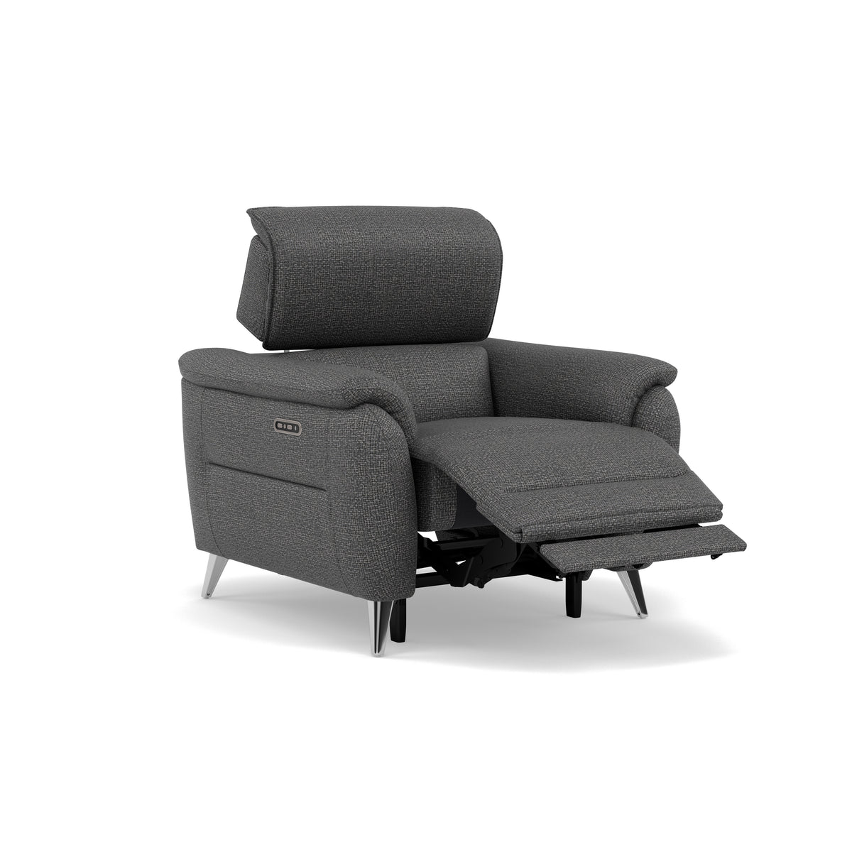 Sol Recliner Armchair - Power Recliner Armchair with Head Tilt F8 — Hopsack Charcoal 70006, gallery image 1