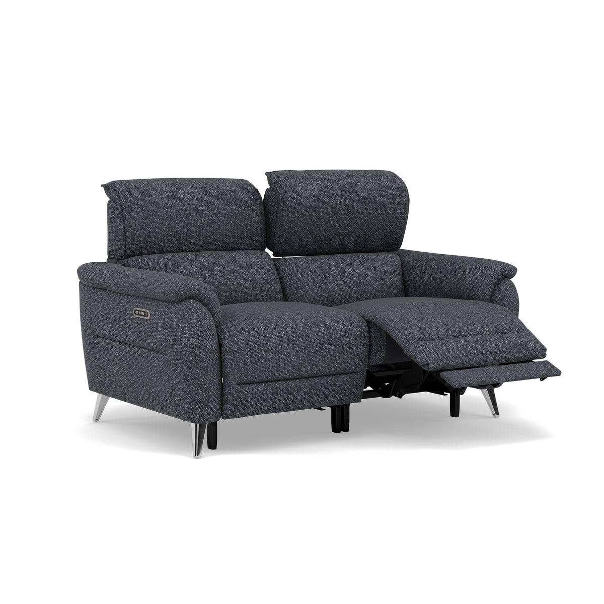 Sol 2 Seater Recliner Sofa - 2 Seater Power Recliner Sofa with Head Tilt F8 — Hopsack Midnight 70005, gallery image 1