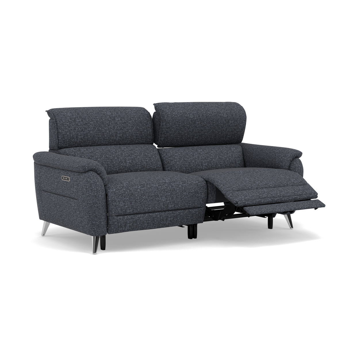 Sol 3 Seater Recliner Sofa - 3 Seater Power Recliner Sofa with Head Tilt F8 — Hopsack Midnight 70005, gallery image 1